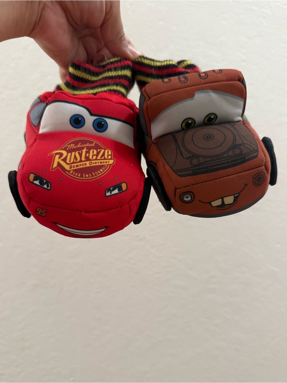 Disney Cars Lightning McQueen & Mater Plush Slippers - Red & Brown